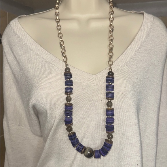 Chico’s Boho Purple Beaded Statement Necklace (BR1010/2) - Picture 4 of 9